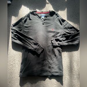 Polo long sleeve Henley Large, waffle texture